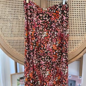 Floral Midi Skirt with Slit